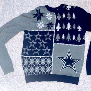 NFL Team Apparel Dallas Cowboys Blue Large Ugly Christmas Sweater